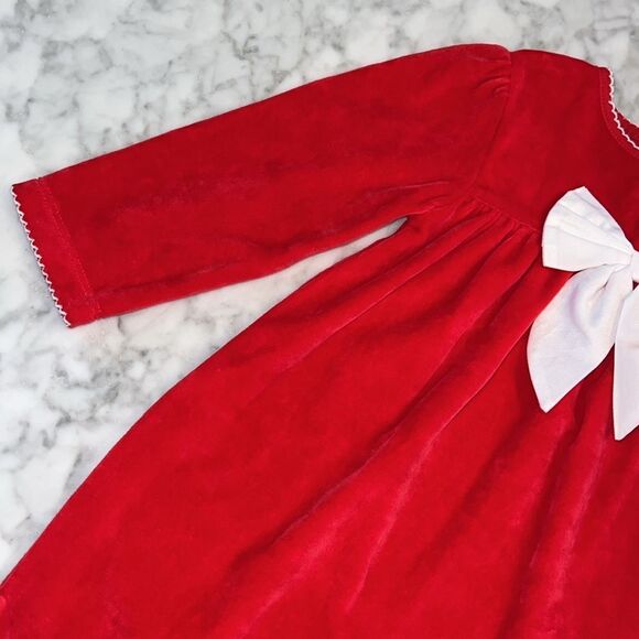 NWT KISSY KISSY RED BOW VELVET DRESS 18/24M - Picture 5 of 9
